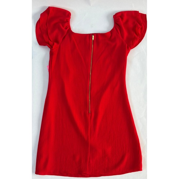 Betsey Johnson Red Flutter Sleeve Square Neck Mini Sheath Dress Size 4 NWT - Picture 4 of 14
